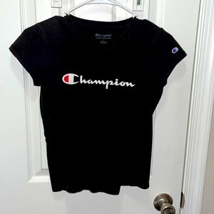 brand: champion. color: black with white print. size: large